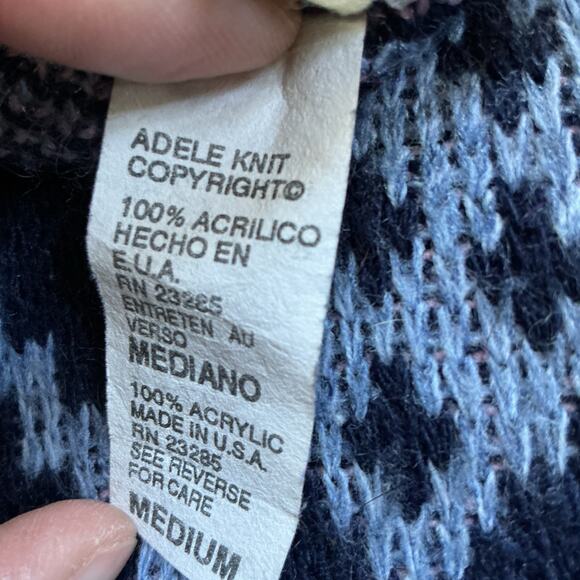 Vintage Separate Issue Women’s Heart Sweater Blue Pink Knit USA Medium 80s 90s - Picture 9 of 11